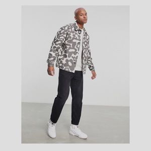 ASOS DESIGN NEUTRAL FLORAL OVERSIZED SHACKET SHIRT JACKET